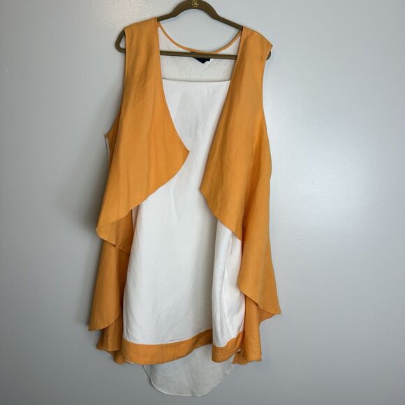 Ashley Stewart 2 Piece Linen Blend Dress White And Orange Womens Size 22 - Picture 1 of 13